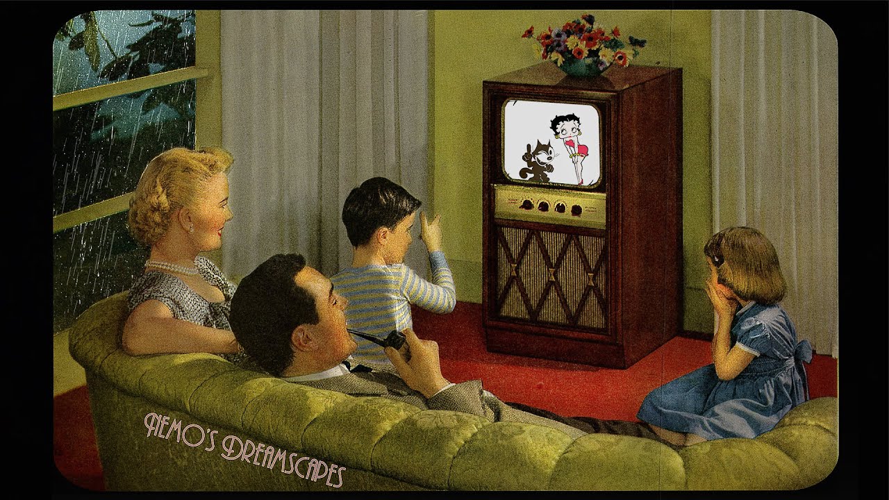 1949, watching TV with your Nuclear Family – Oldies playing …