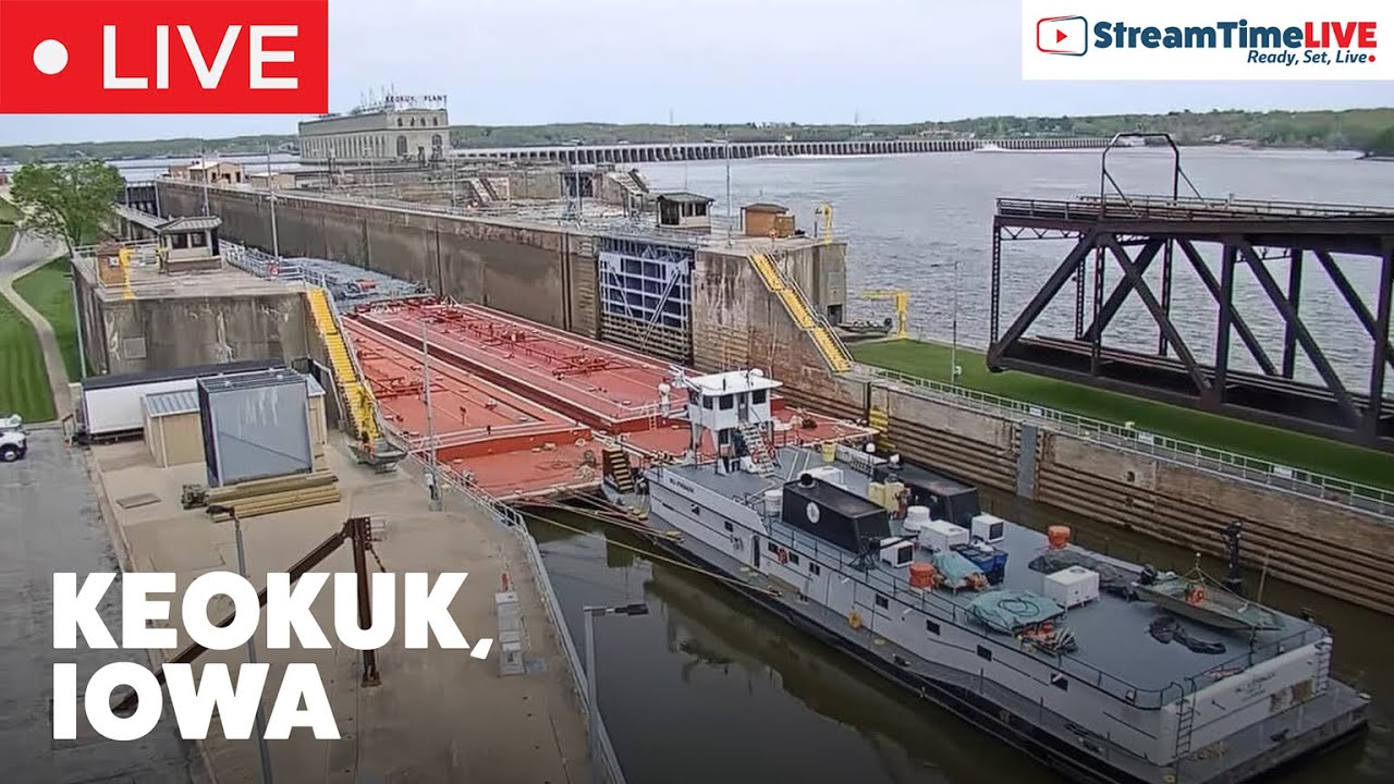 Mississippi River Lock 19 | Keokuk, IA, USA | StreamTime LIV…