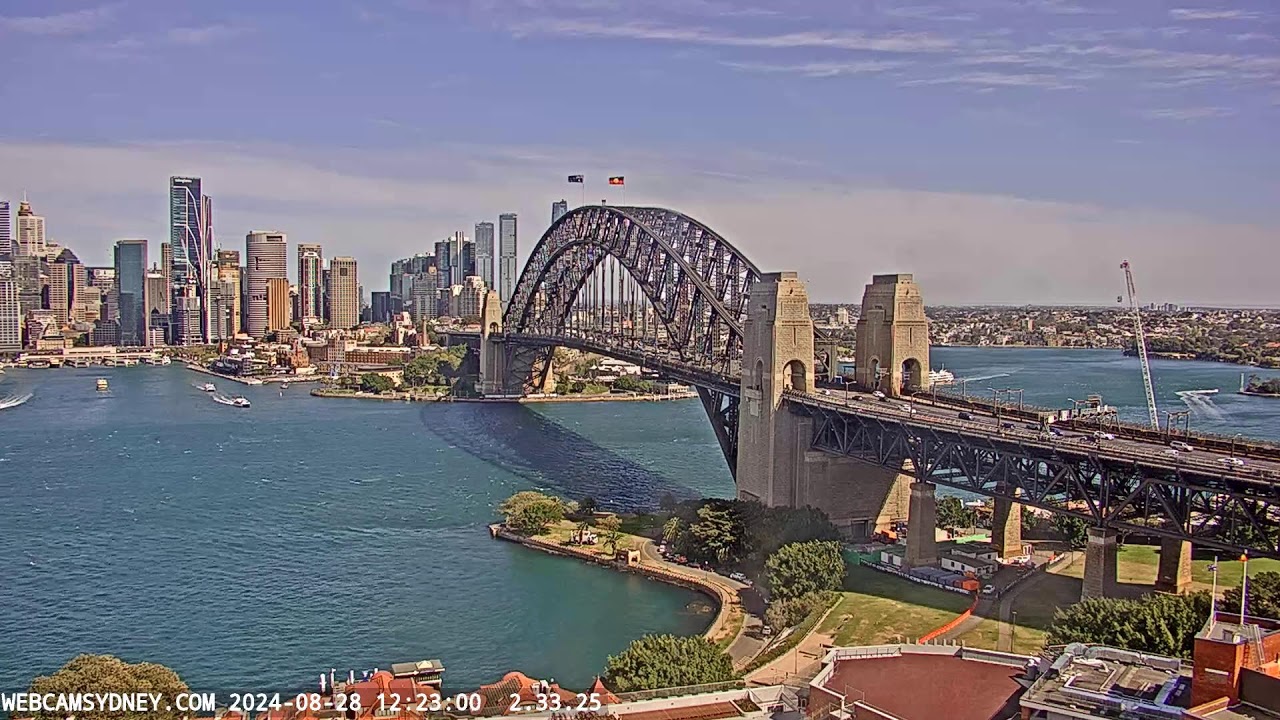 WebcamSydney 2 live panning view of harbour